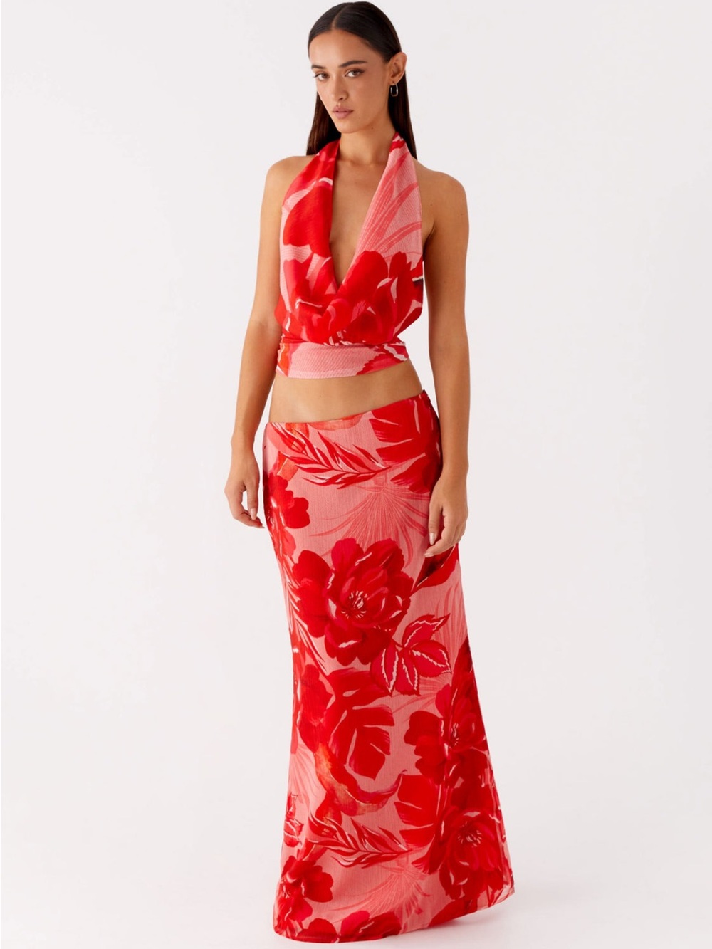 Peppermayo Red Floral Maxi Skirt - Picture 2 of 7